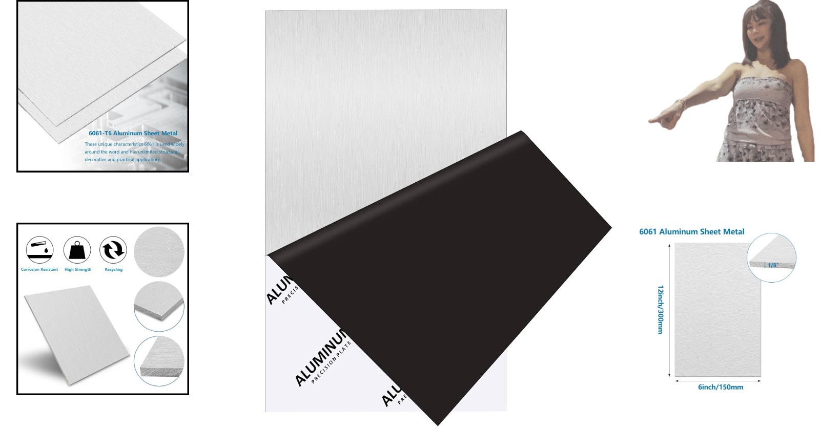 Corrosion Resistant 6061 Aluminum Sheet 6×12″ with Protective Film – 3MM Thick