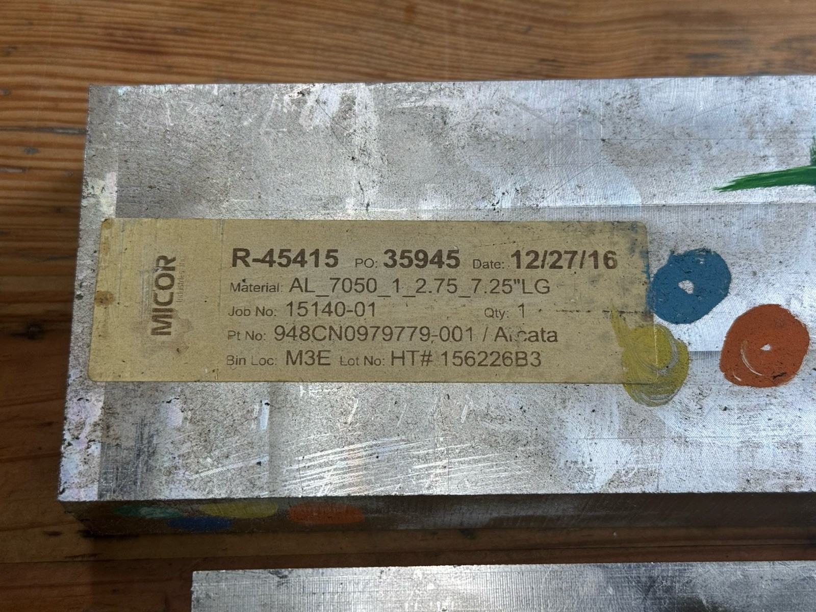 3 PC Lot 7075 Aluminum Flat Bar 1 x 3.25 X 6 , 1.25 x 3.25 x 6 , 1 x 2.75 x 7.25