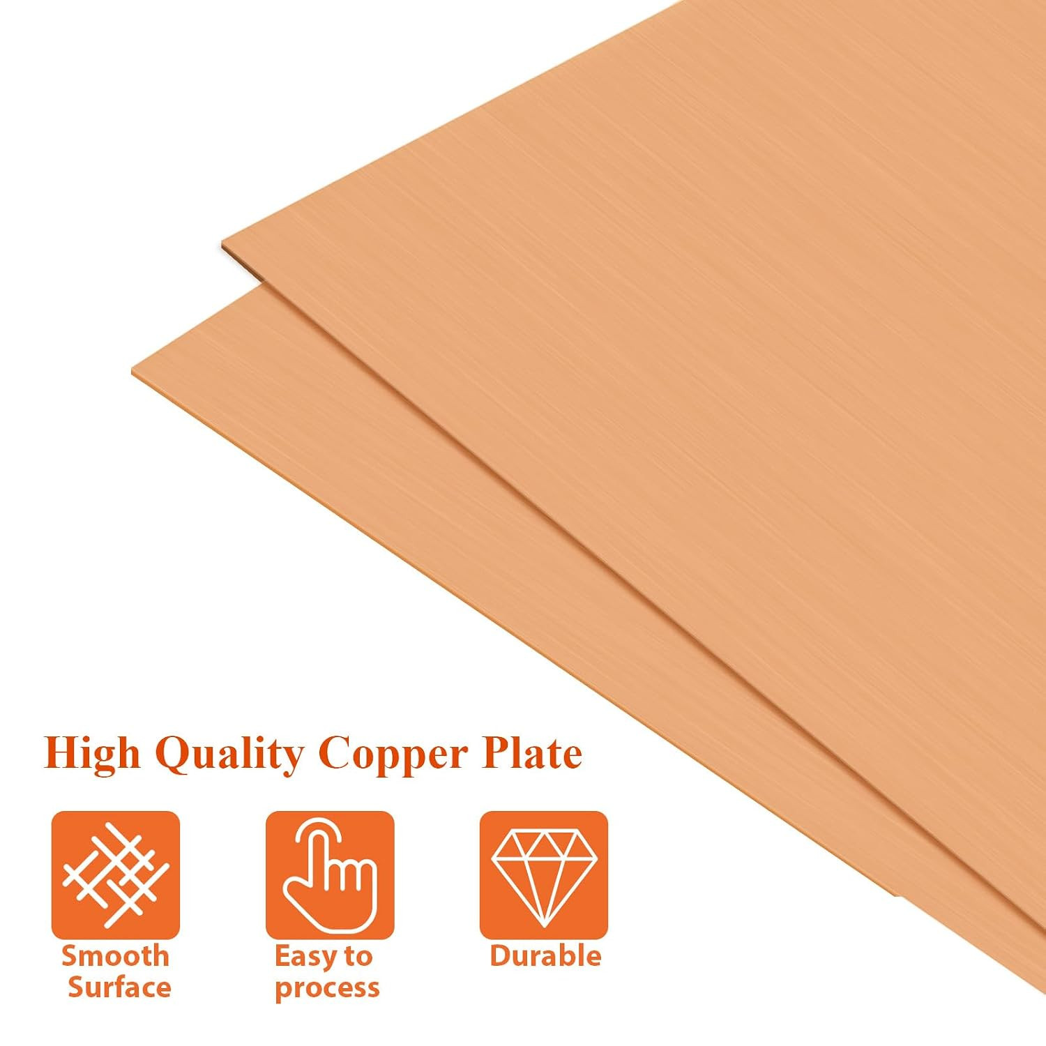 4PCS Pure Copper Sheet 6”X 6”X 0.05”, 18 Gauge Thickness, Film Attached Copper