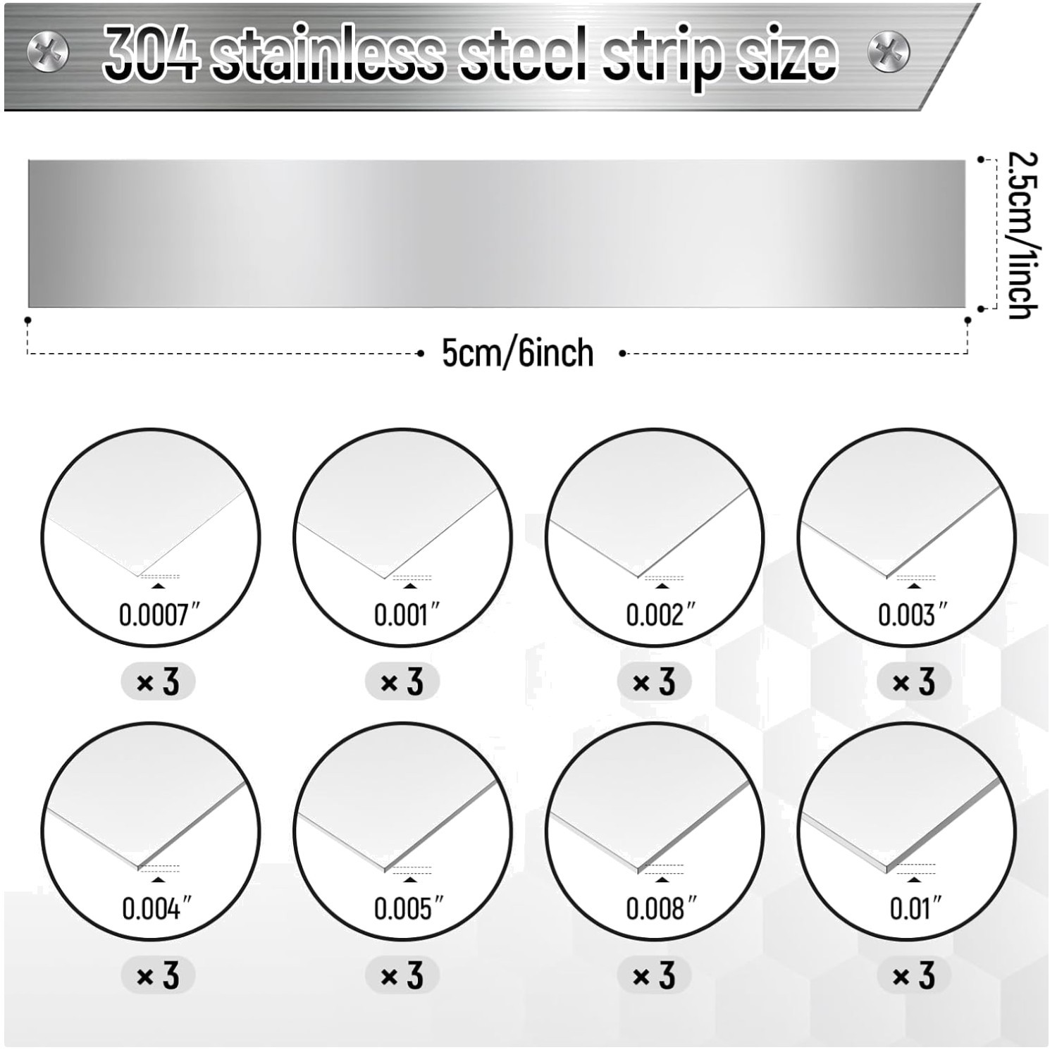 304 Stainless Steel Strips Shim Stock – 8 Thicknesses