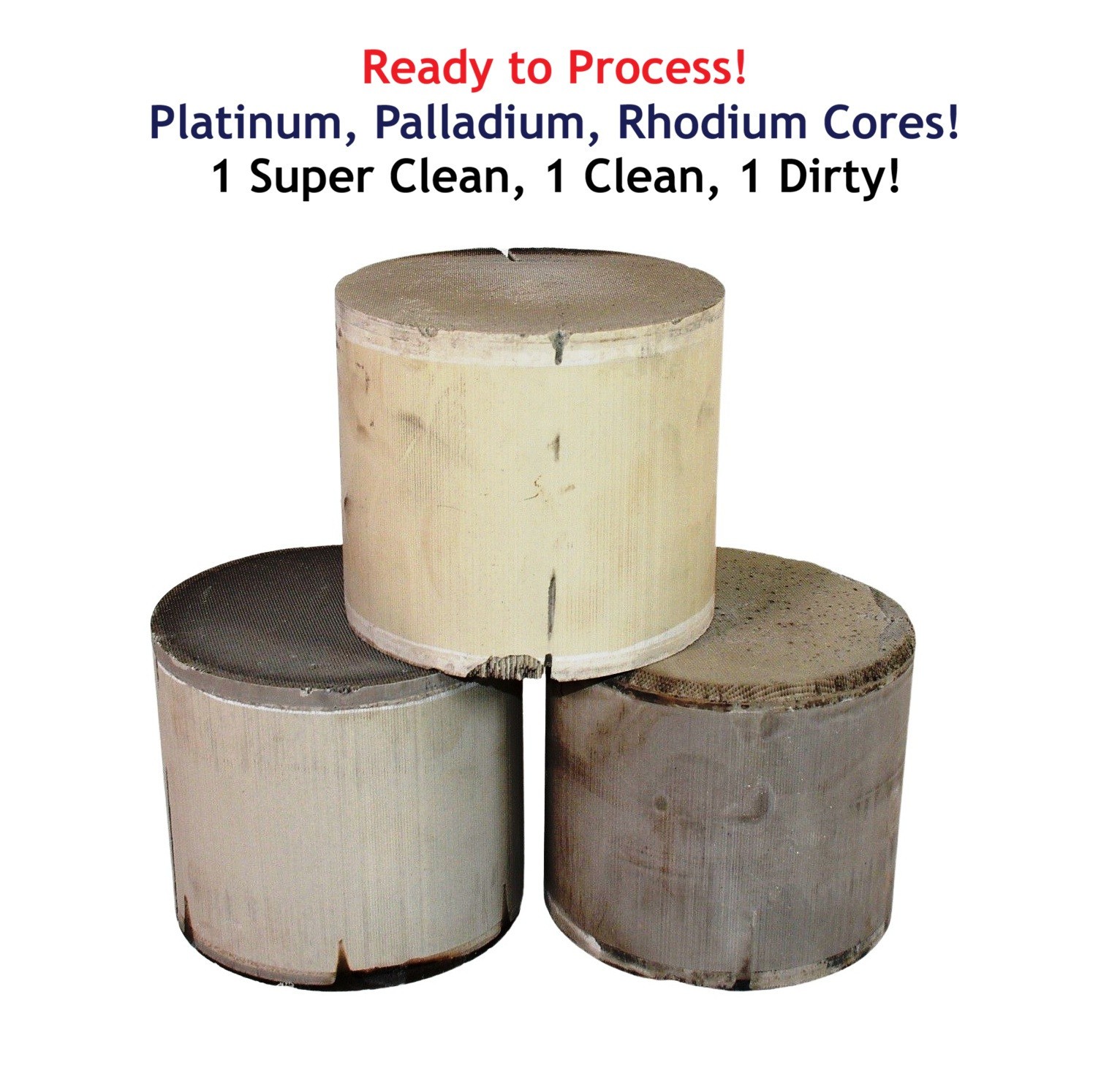 3 Catalytic Converter CORES For Scrap Metal Recycling Platinum Palladium Rhodium