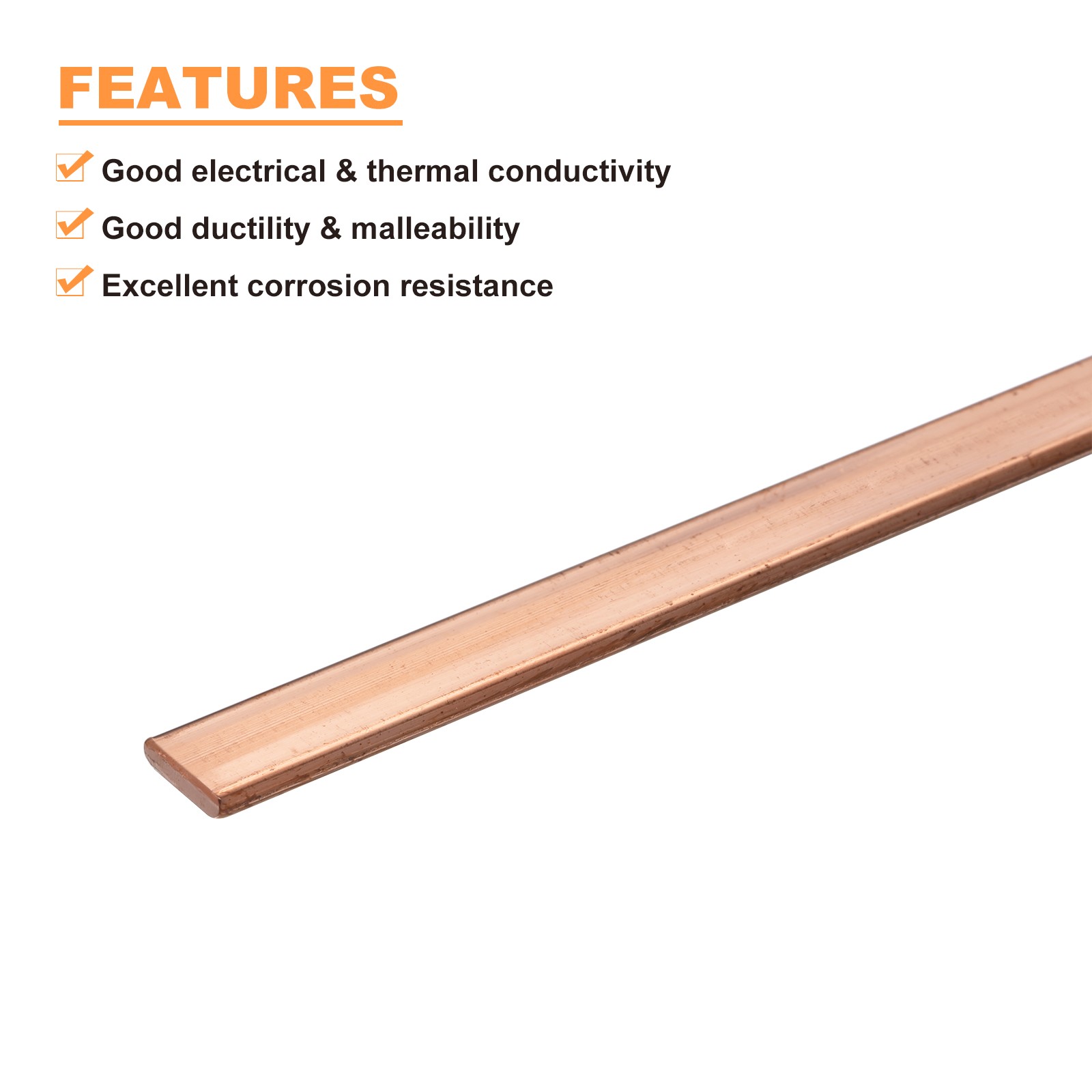 2Pcs Copper Flat Bar 1/16″ Thickness x 3/8″ Width x 8″ Length Copper Bar Stock