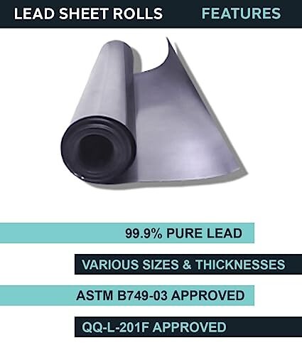 Lead Sheet, Sheet Lead Rolls, 1/16 x 12 x 24 inches