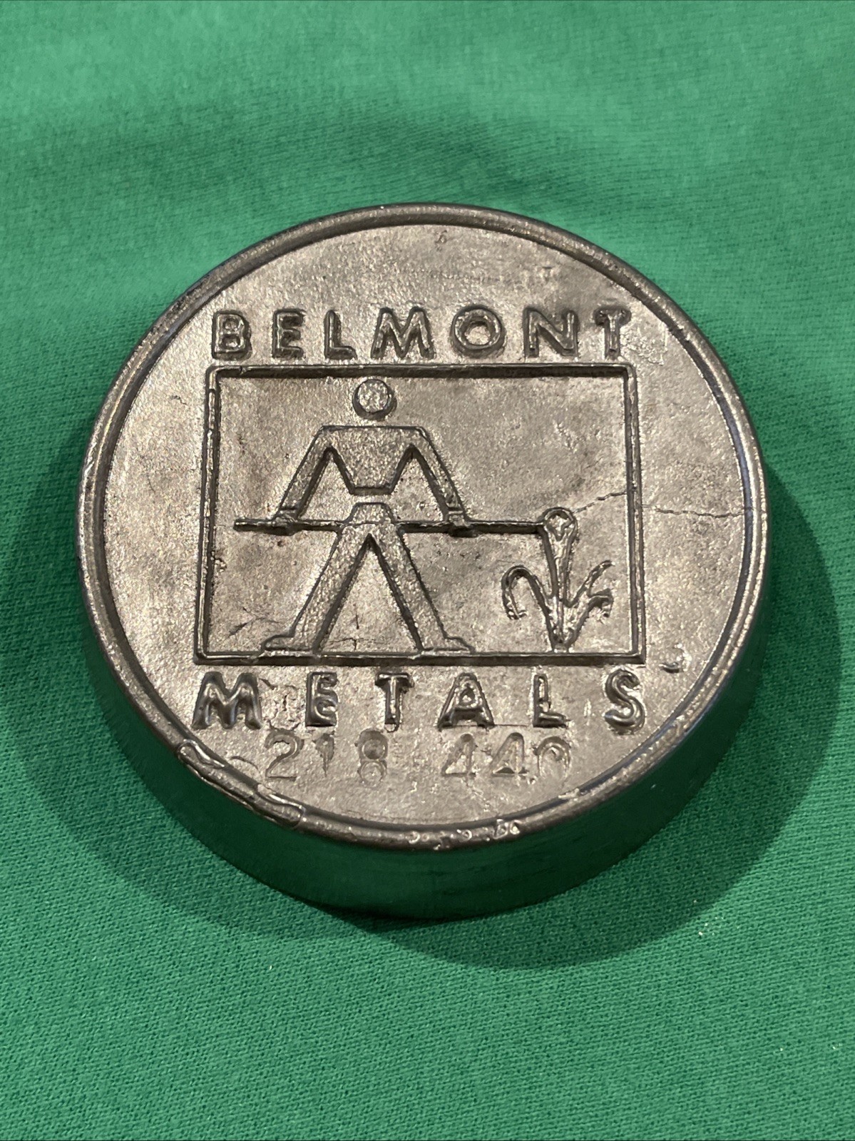 Belmont Metals Low Melting Alloy 2481 Round Cake Ingot Vintage Dentist 2.65 lbs