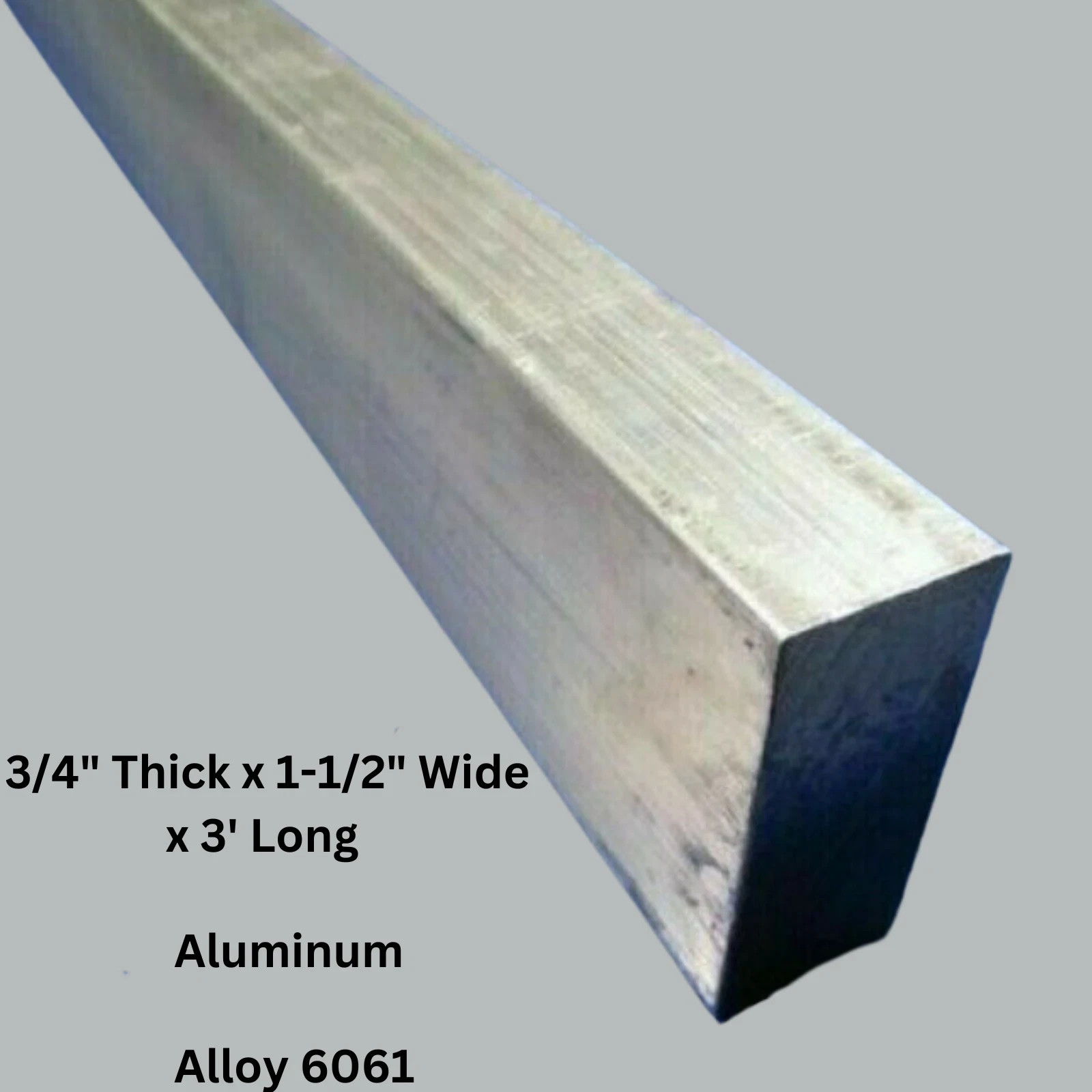 ALUMINUM BAR FLAT STOCK 3/4″ Thick x 1-1/2″ Wide x 3′ Long Unpolished Finish NEW